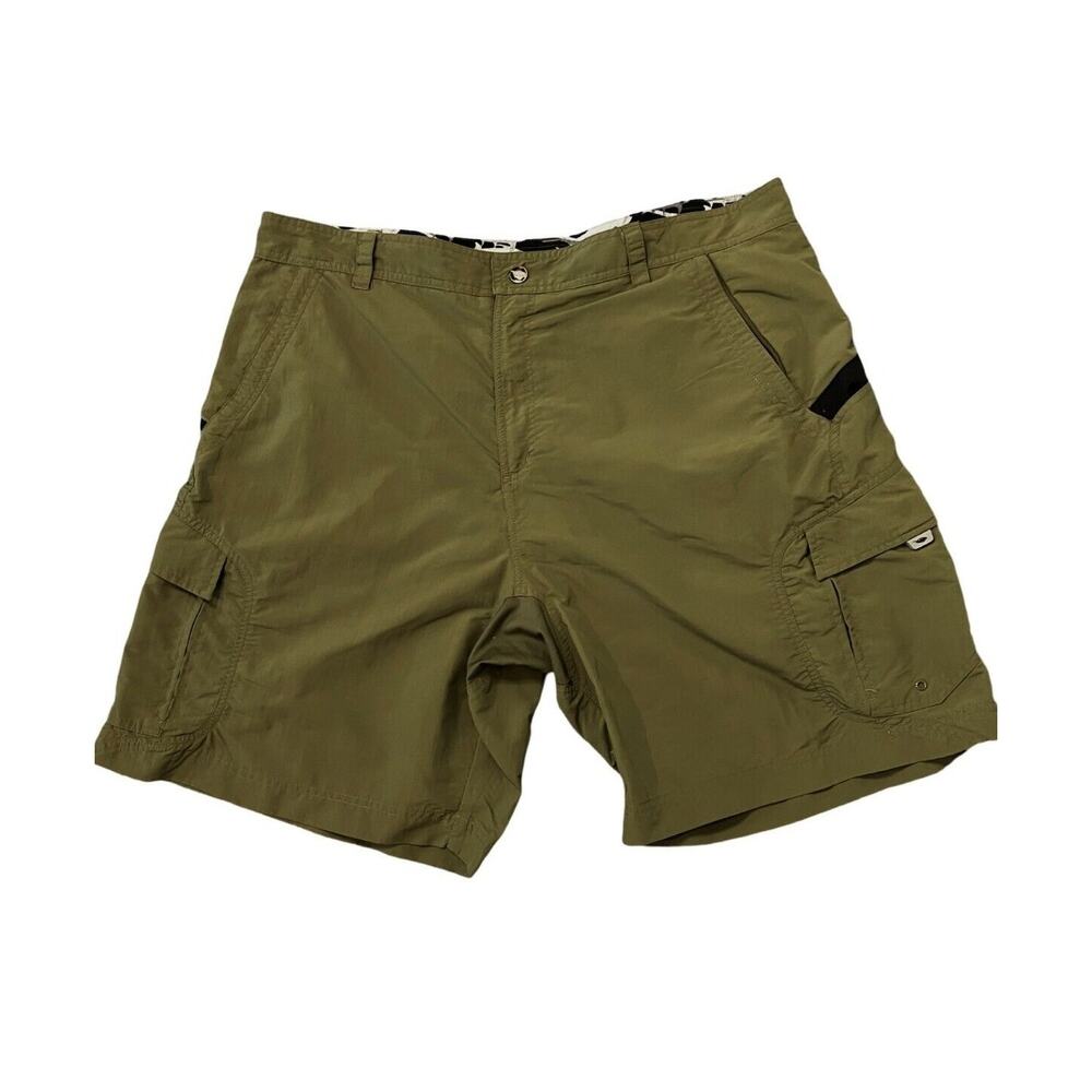 Oho Gear Shorts Mens Size L Olive Green Pockets Outdoor Fishing HIking Cargo EUC